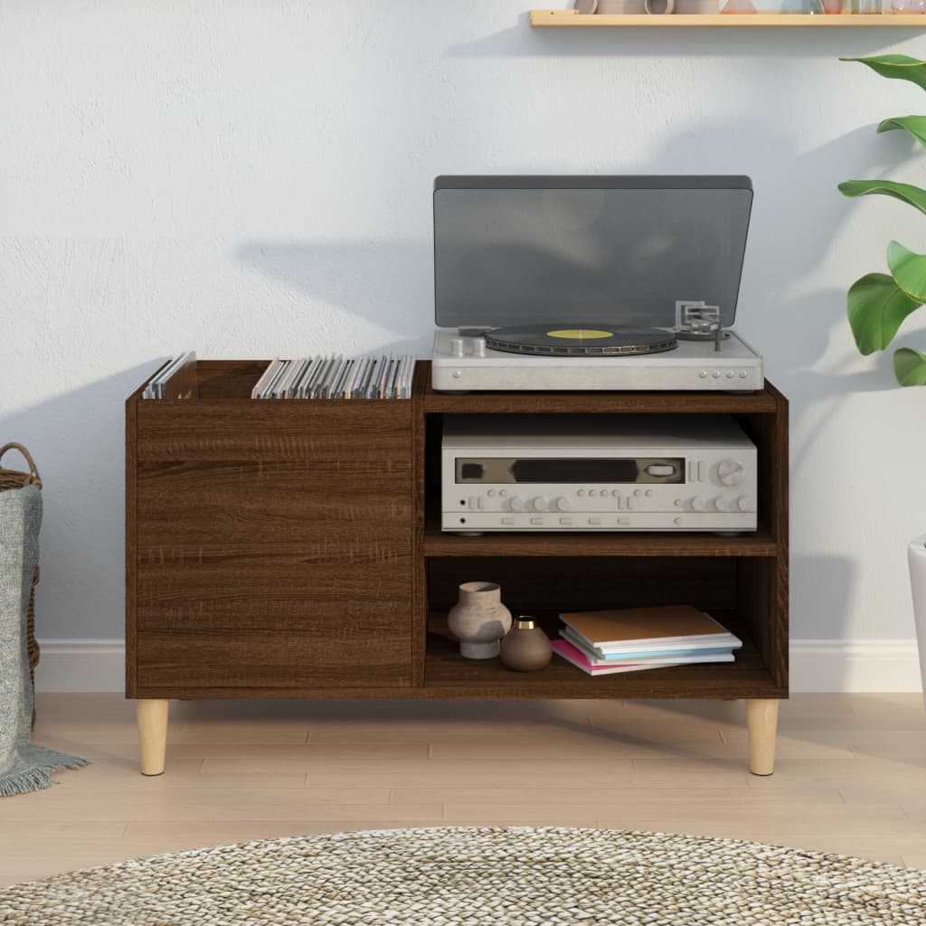 vinylskab 84,5x38x48 cm konstrueret træ brun egetræsfarve