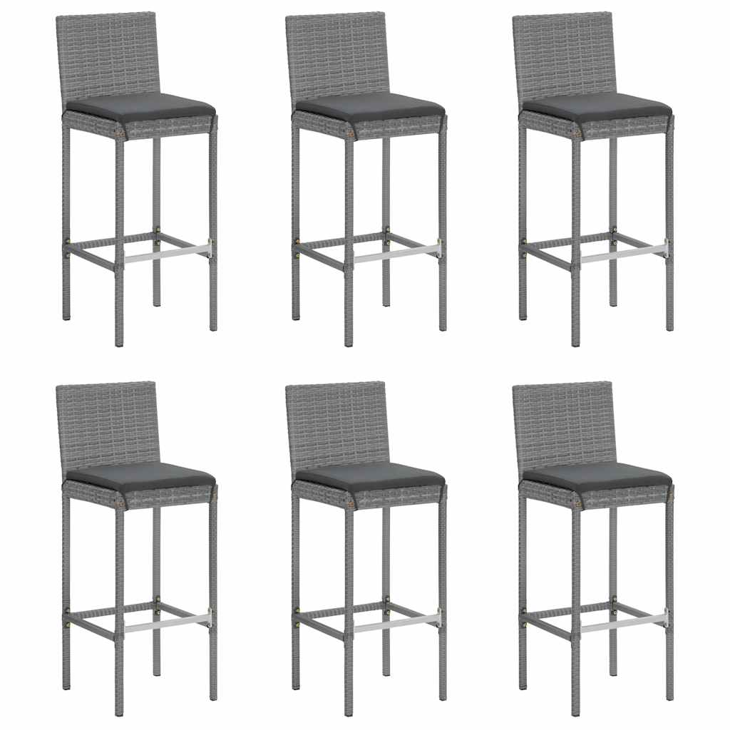 barsæt til haven 7 dele med hynder polyrattan grå
