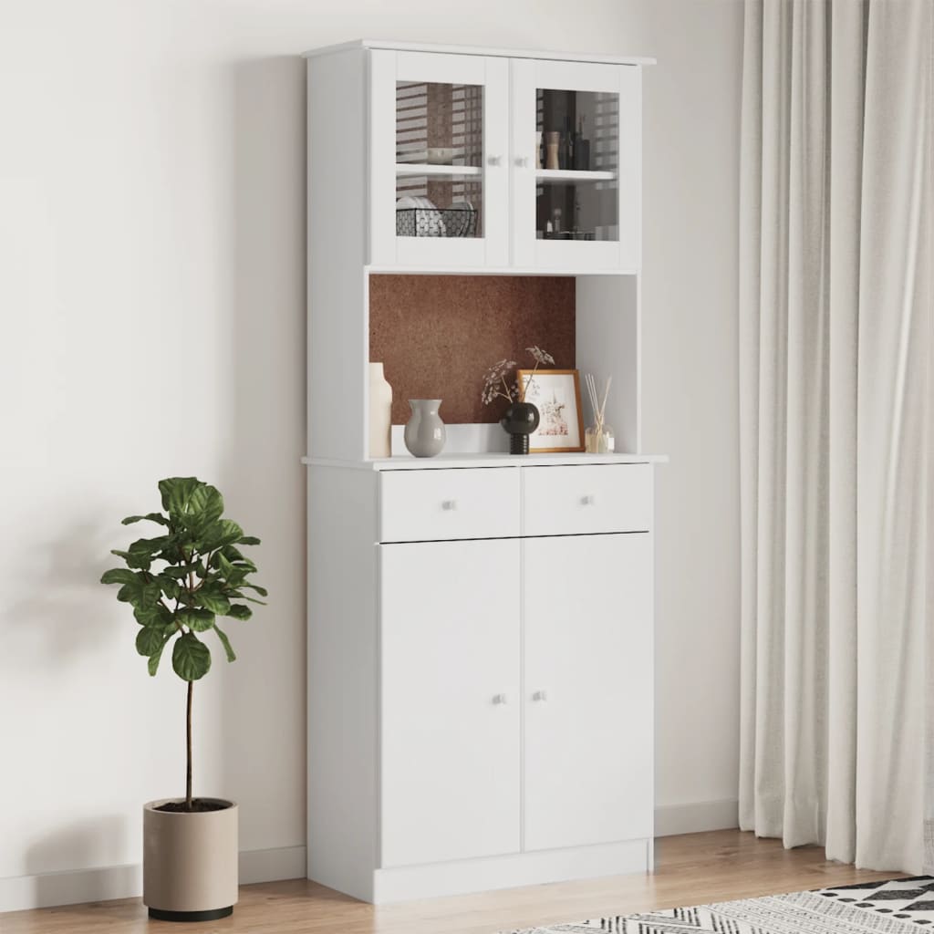 højskab ALTA 77x35x188 cm massivt fyrretræ hvid