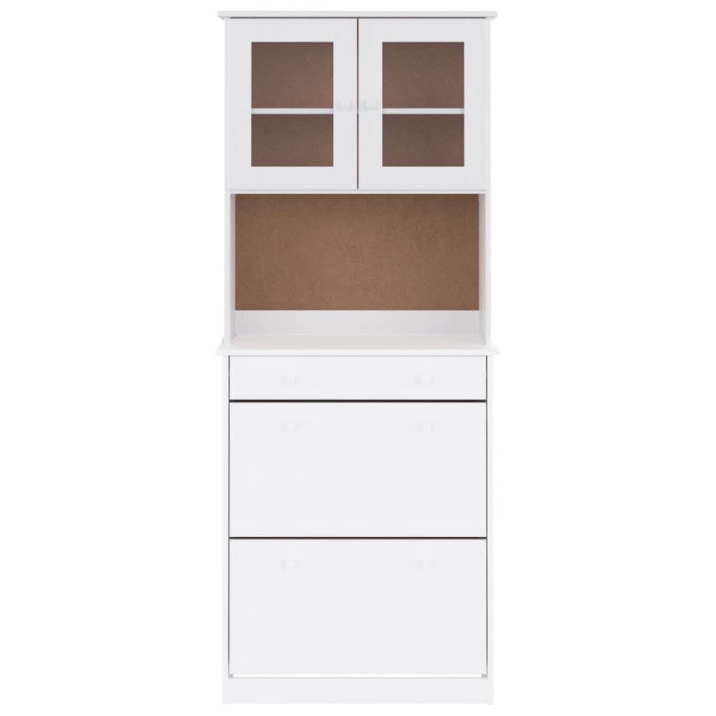 højskab ALTA 77x35x188 cm massivt fyrretræ hvid