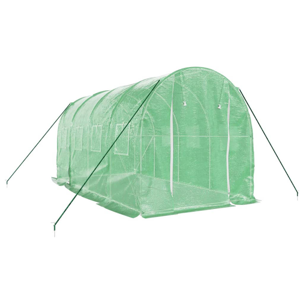 drivhus med stålstel 8 m² 4x2x2 m grøn