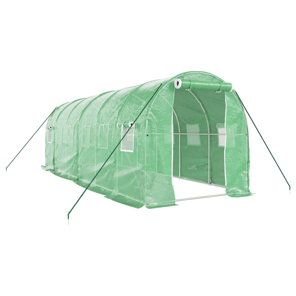 drivhus med stålstel 12 m² 6x2x2 m grøn