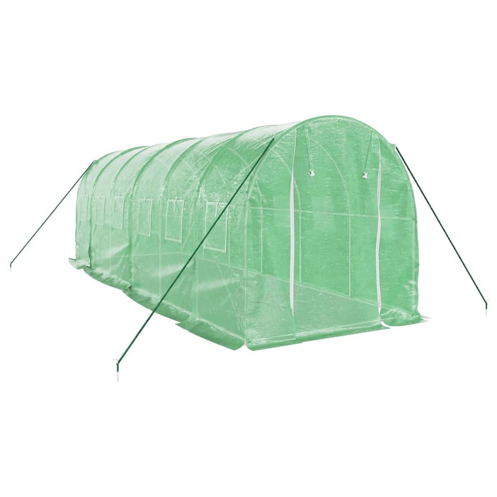 drivhus med stålstel 12 m² 6x2x2 m grøn