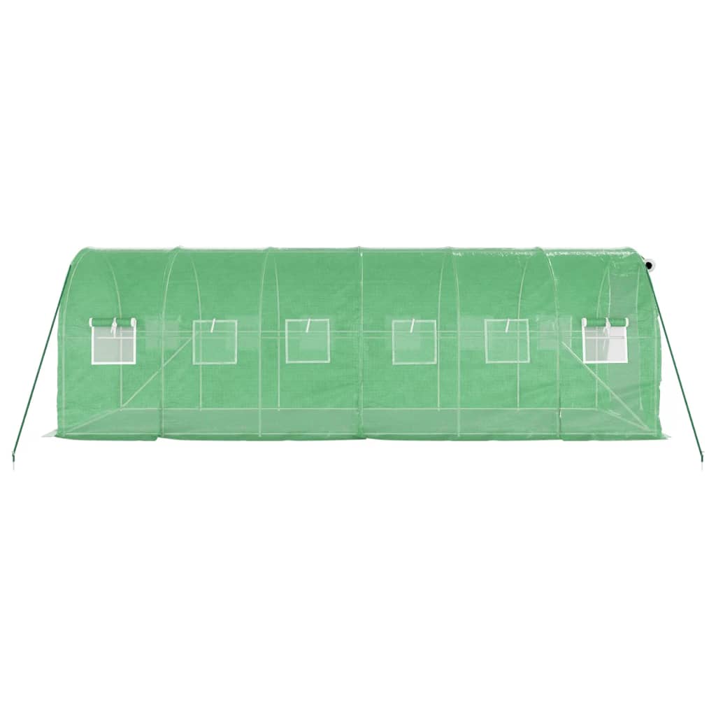 drivhus med stålstel 12 m² 6x2x2 m grøn