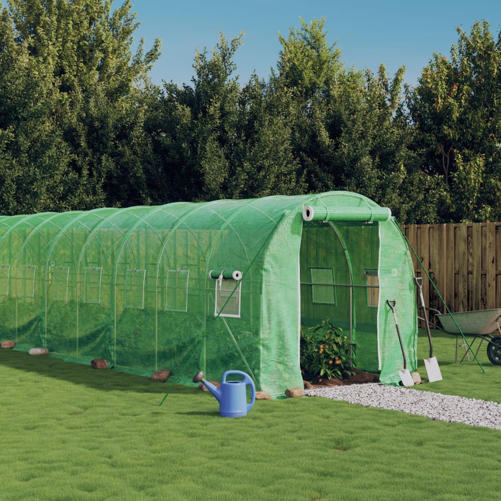 drivhus med stålstel 12 m² 6x2x2 m grøn