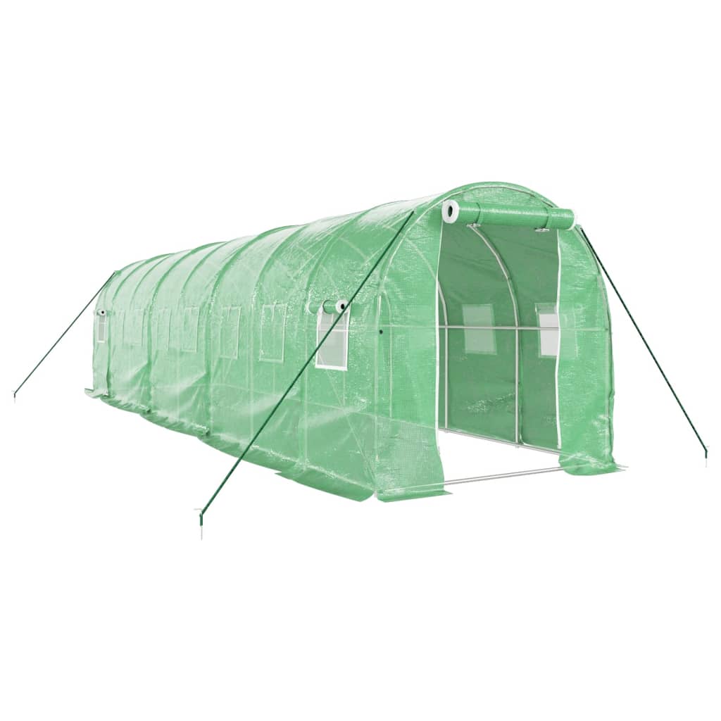drivhus med stålstel 16 m² 8x2x2 m grøn
