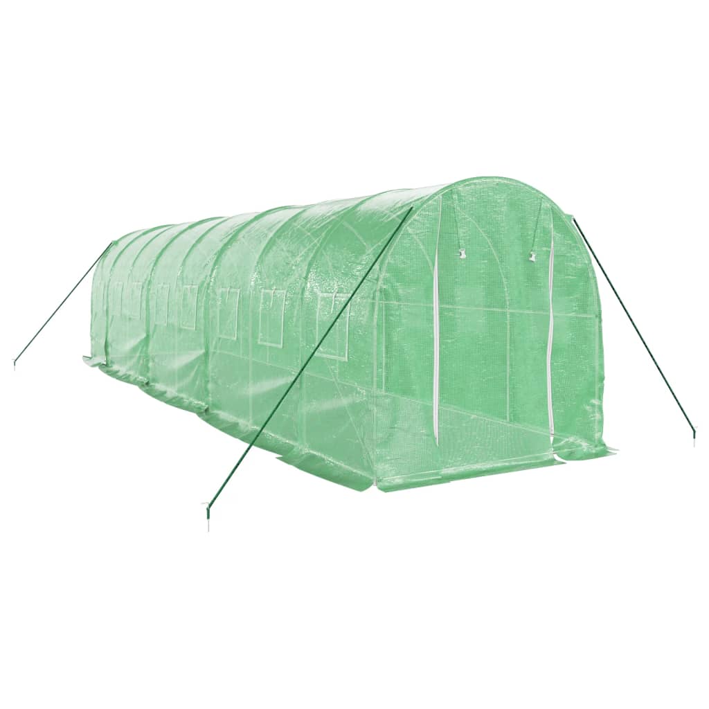 drivhus med stålstel 16 m² 8x2x2 m grøn