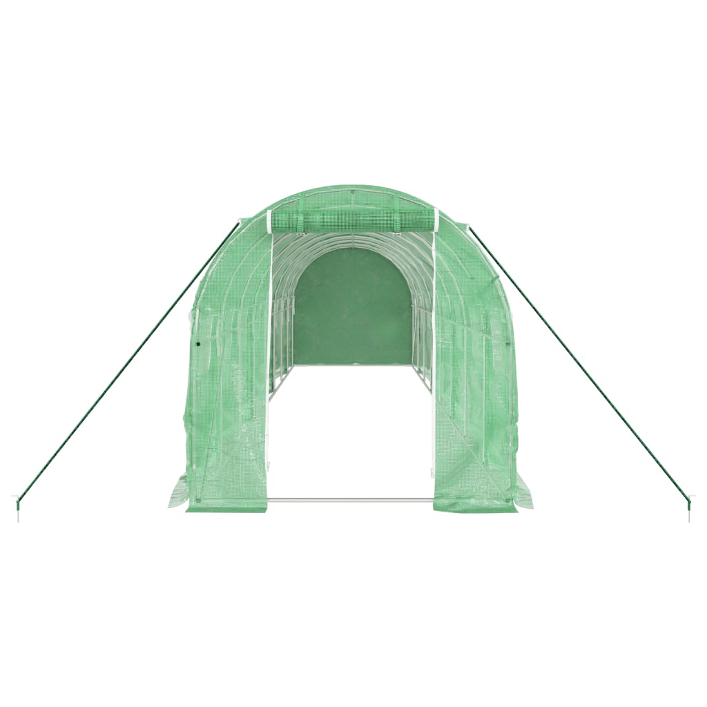 drivhus med stålstel 16 m² 8x2x2 m grøn