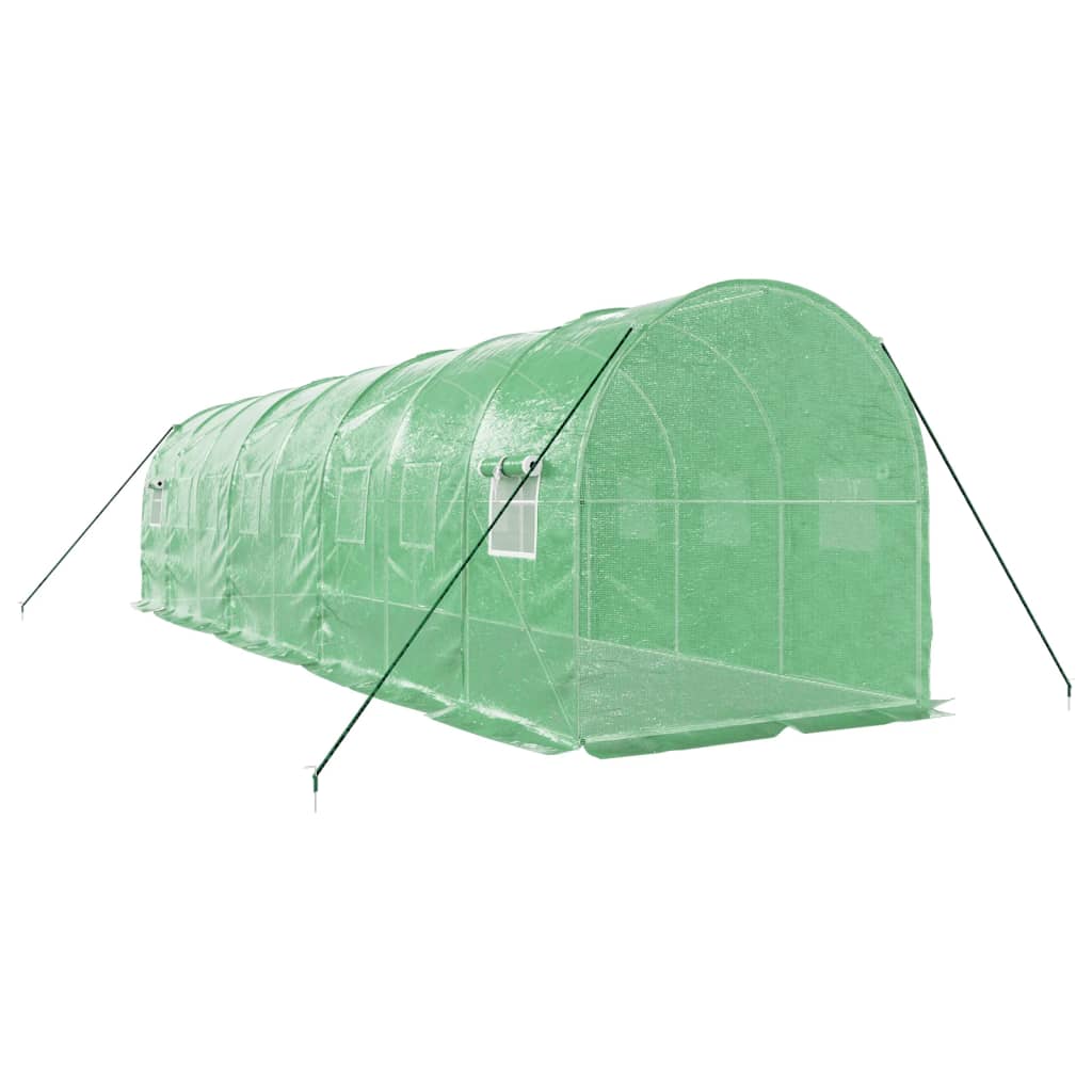 drivhus med stålstel 16 m² 8x2x2 m grøn