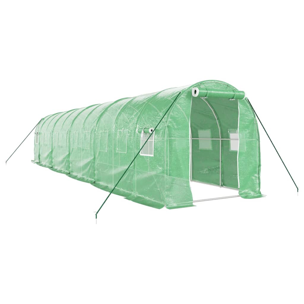 drivhus med stålstel 20 m² 10x2x2 m grøn