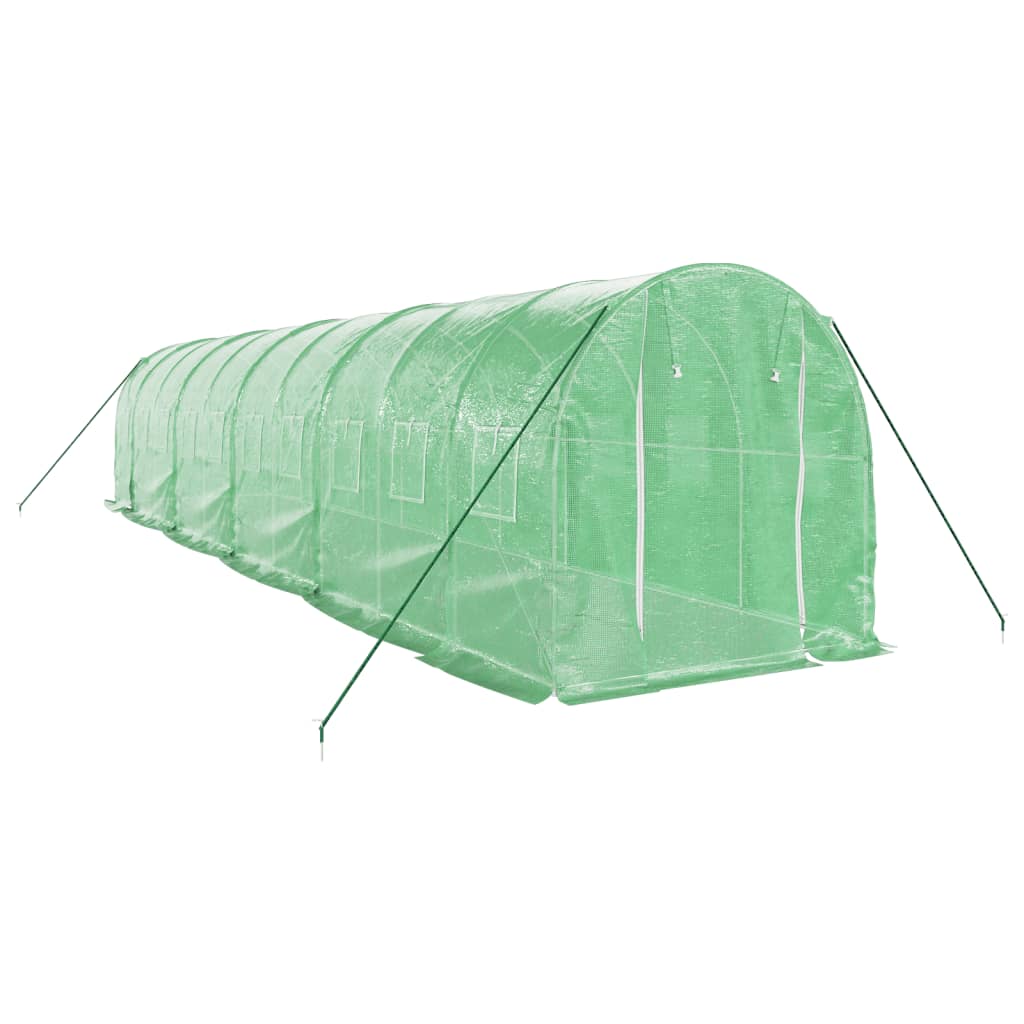 drivhus med stålstel 20 m² 10x2x2 m grøn