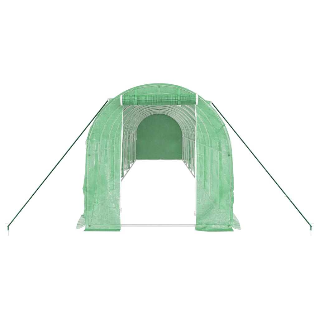 drivhus med stålstel 20 m² 10x2x2 m grøn