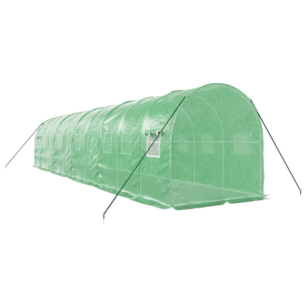 drivhus med stålstel 20 m² 10x2x2 m grøn