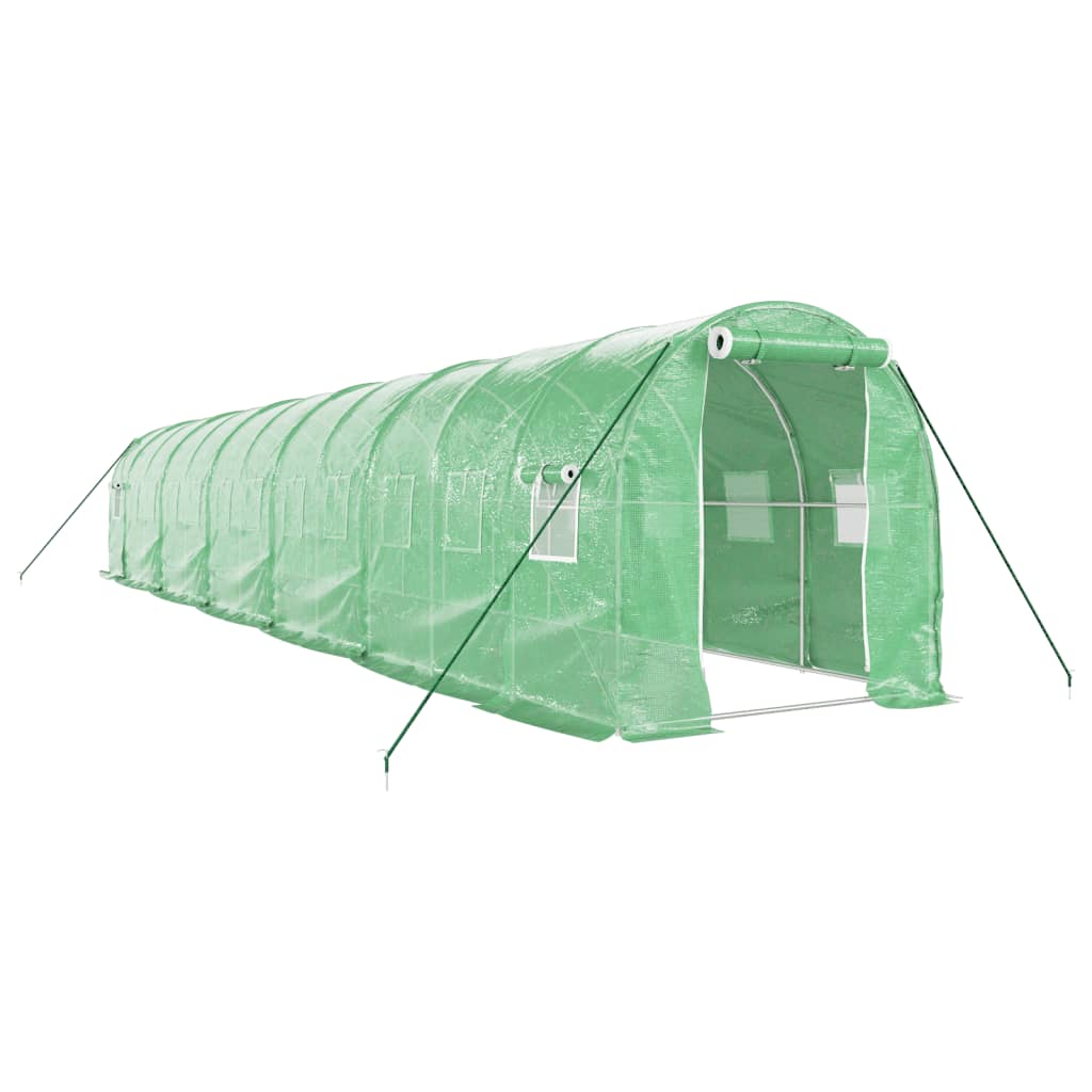 drivhus med stålstel 24 m² 12x2x2 m grøn
