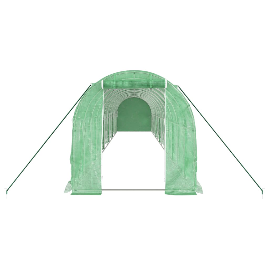 drivhus med stålstel 24 m² 12x2x2 m grøn