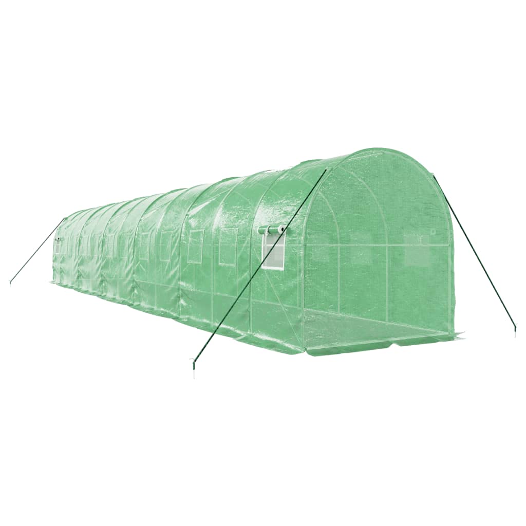 drivhus med stålstel 24 m² 12x2x2 m grøn