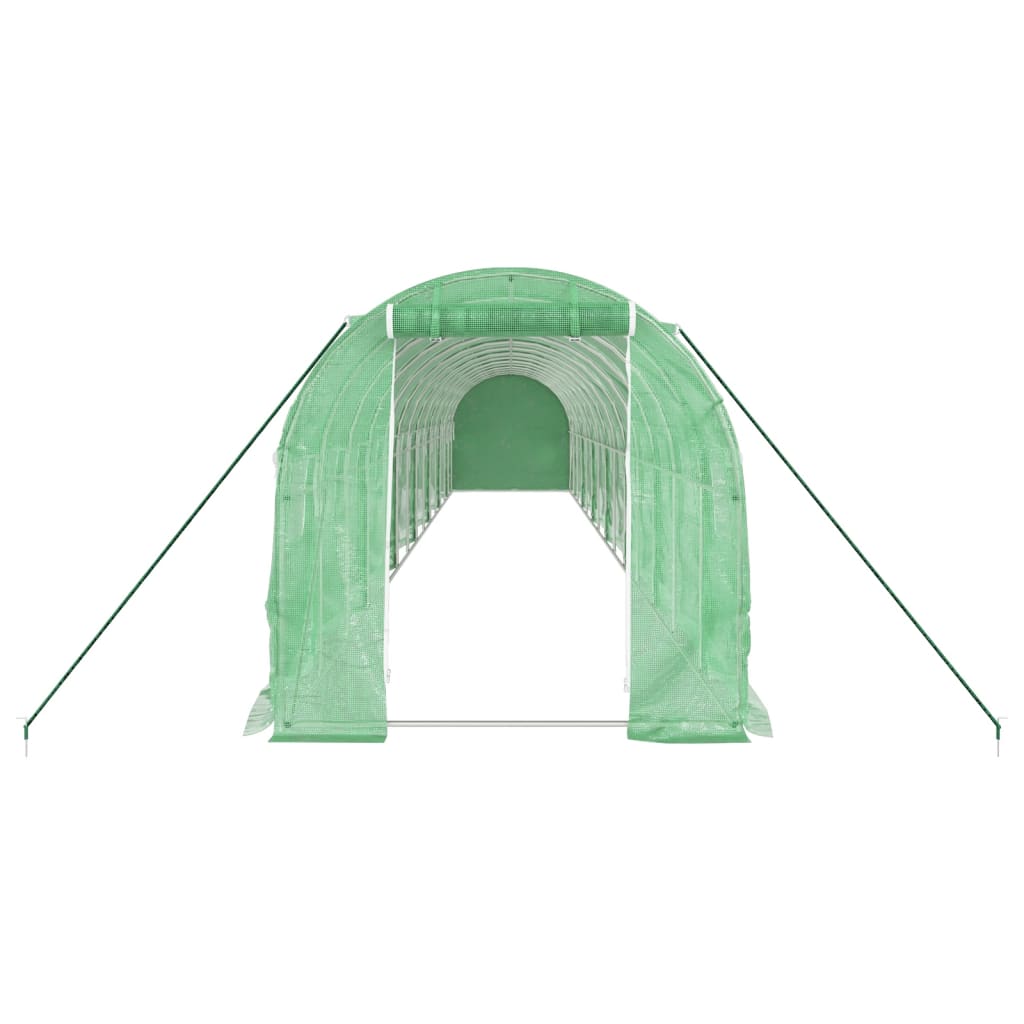 drivhus med stålstel 28 m² 14x2x2 m grøn