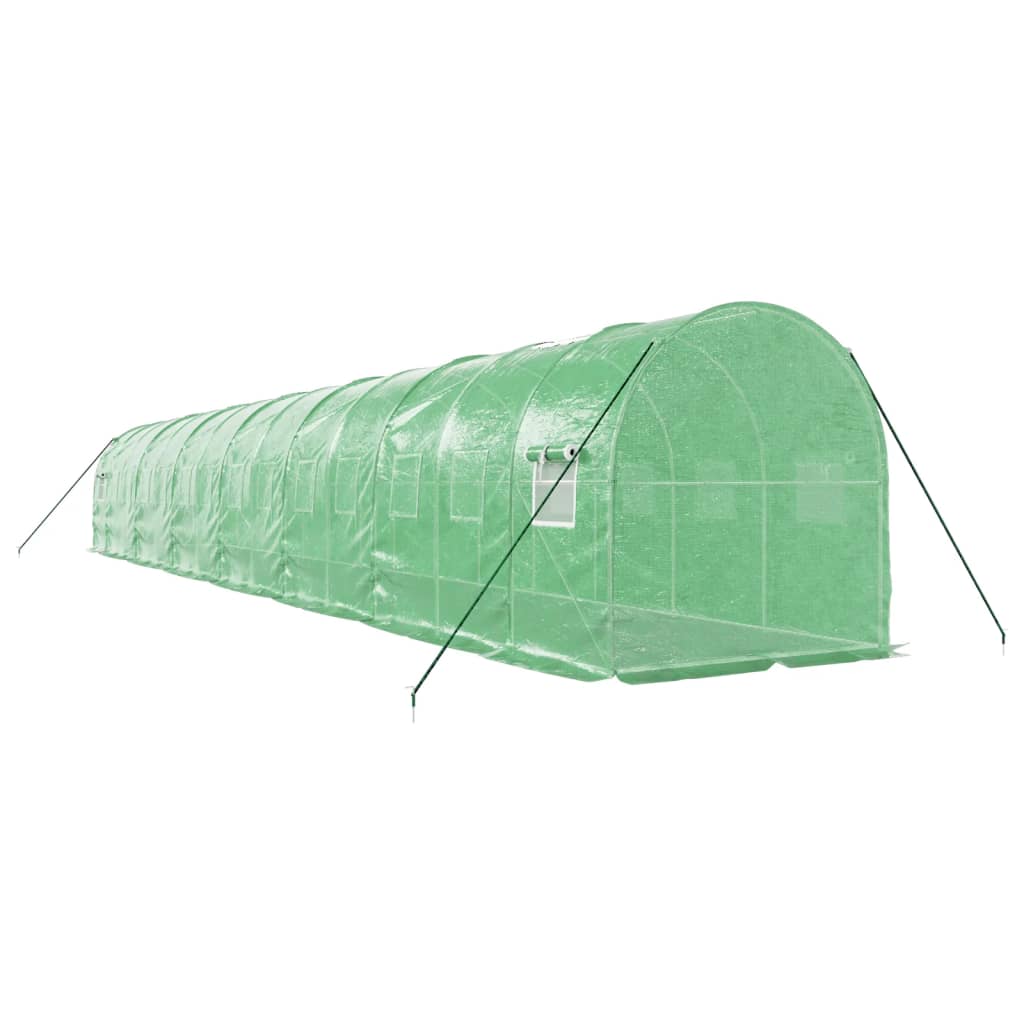 drivhus med stålstel 28 m² 14x2x2 m grøn