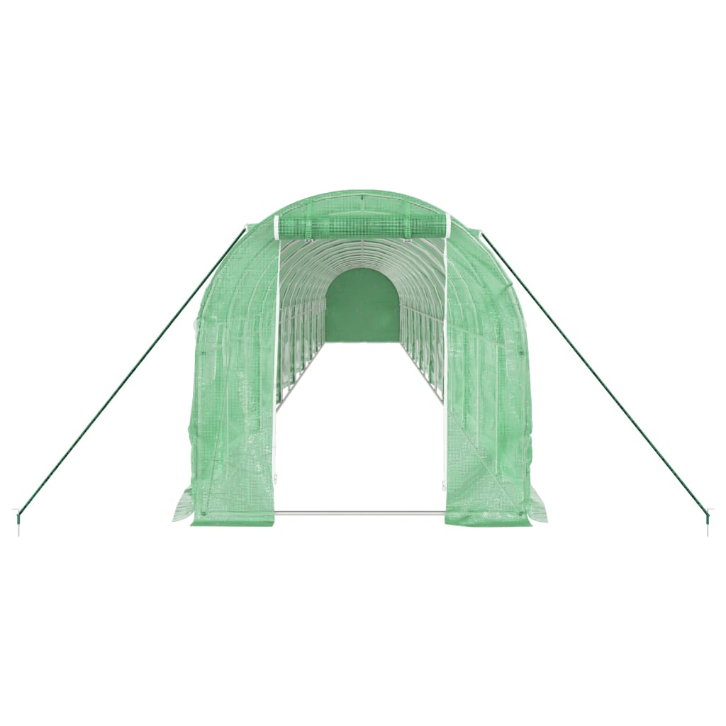 drivhus med stålstel 32 m² 16x2x2 m grøn