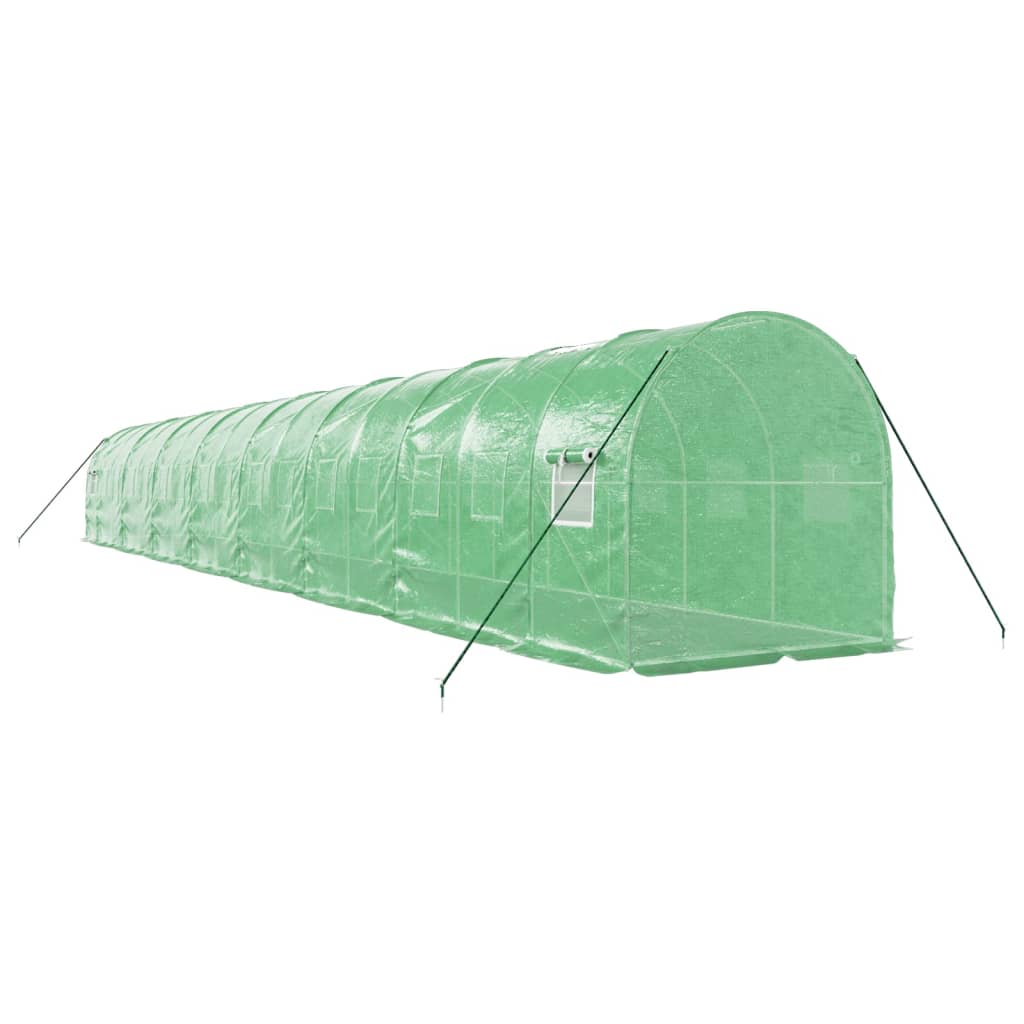drivhus med stålstel 32 m² 16x2x2 m grøn