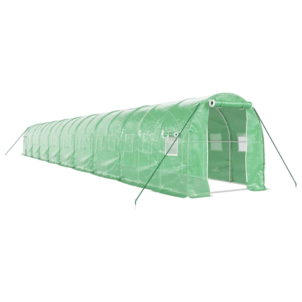 drivhus med stålstel 36 m² 18x2x2 m grøn