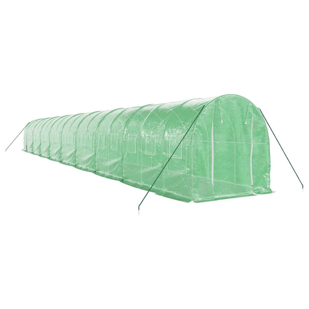 drivhus med stålstel 36 m² 18x2x2 m grøn