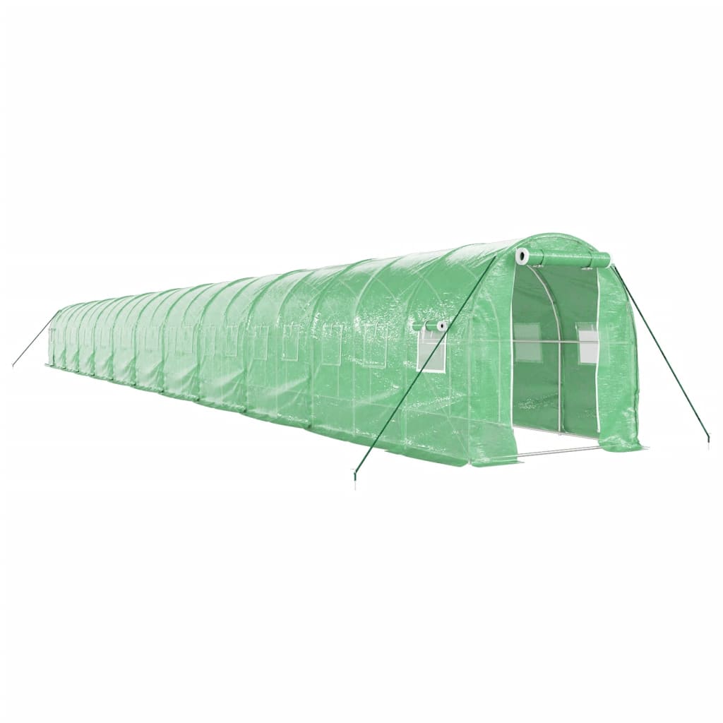 drivhus med stålstel 44 m² 22x2x2 m grøn