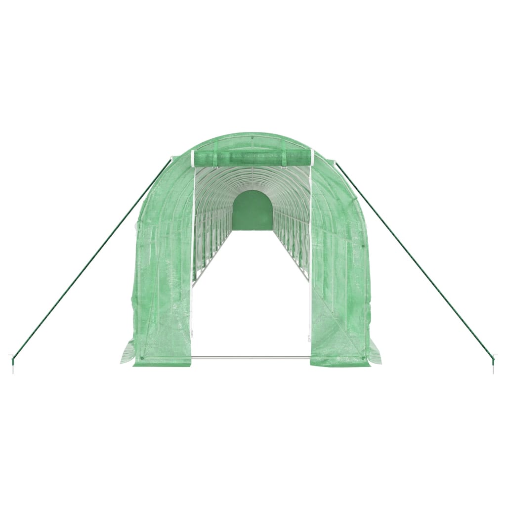 drivhus med stålstel 44 m² 22x2x2 m grøn