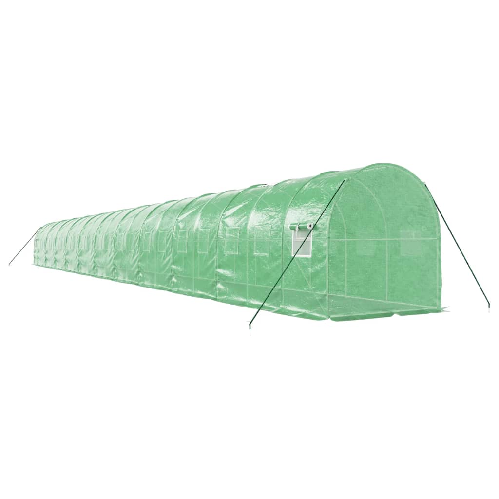 drivhus med stålstel 44 m² 22x2x2 m grøn