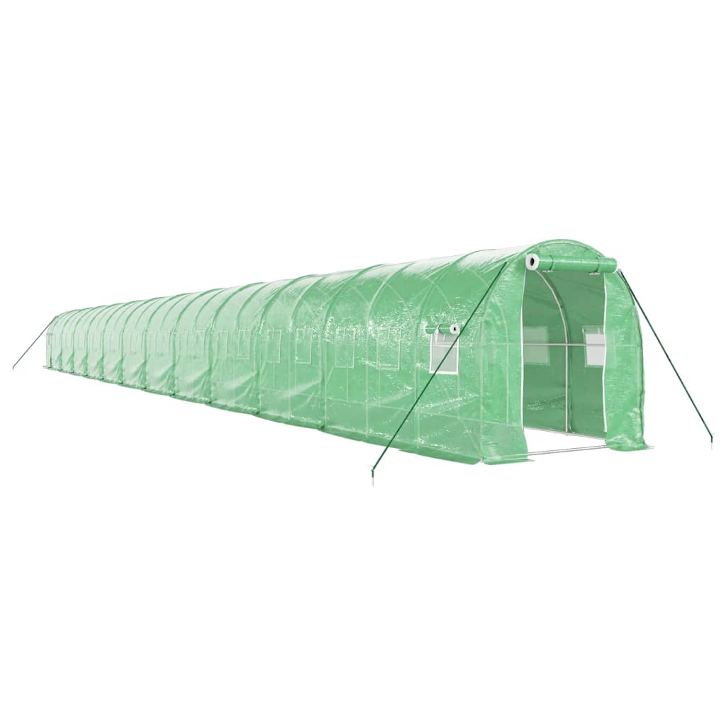 drivhus med stålstel 48 m² 24x2x2 m grøn