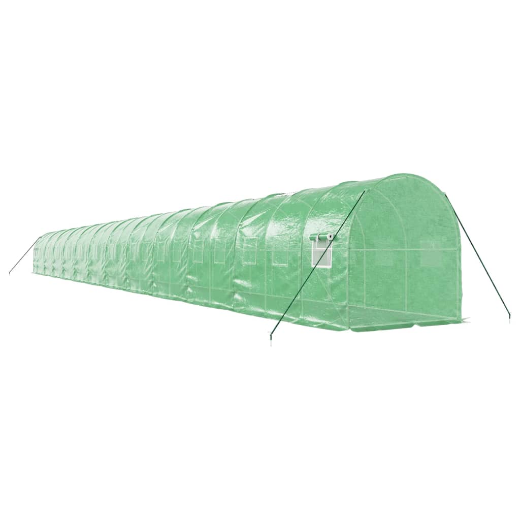 drivhus med stålstel 48 m² 24x2x2 m grøn
