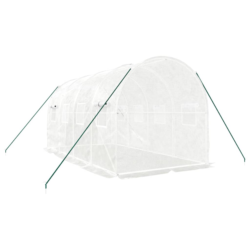 drivhus med stålstel 8 m² 4x2x2 m hvid