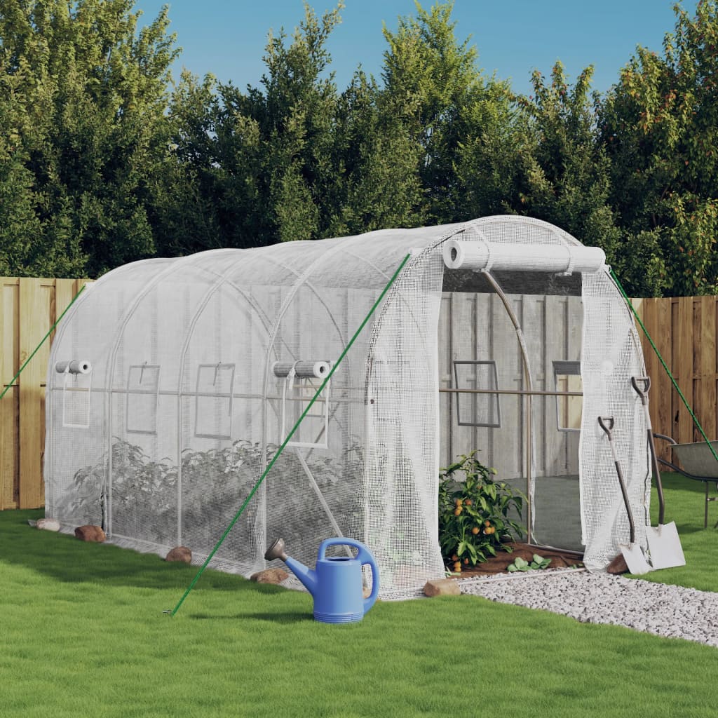 drivhus med stålstel 8 m² 4x2x2 m hvid