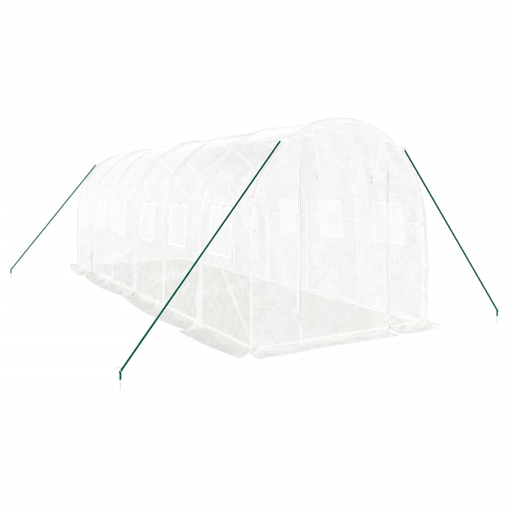 drivhus med stålstel 12 m² 6x2x2 m hvid