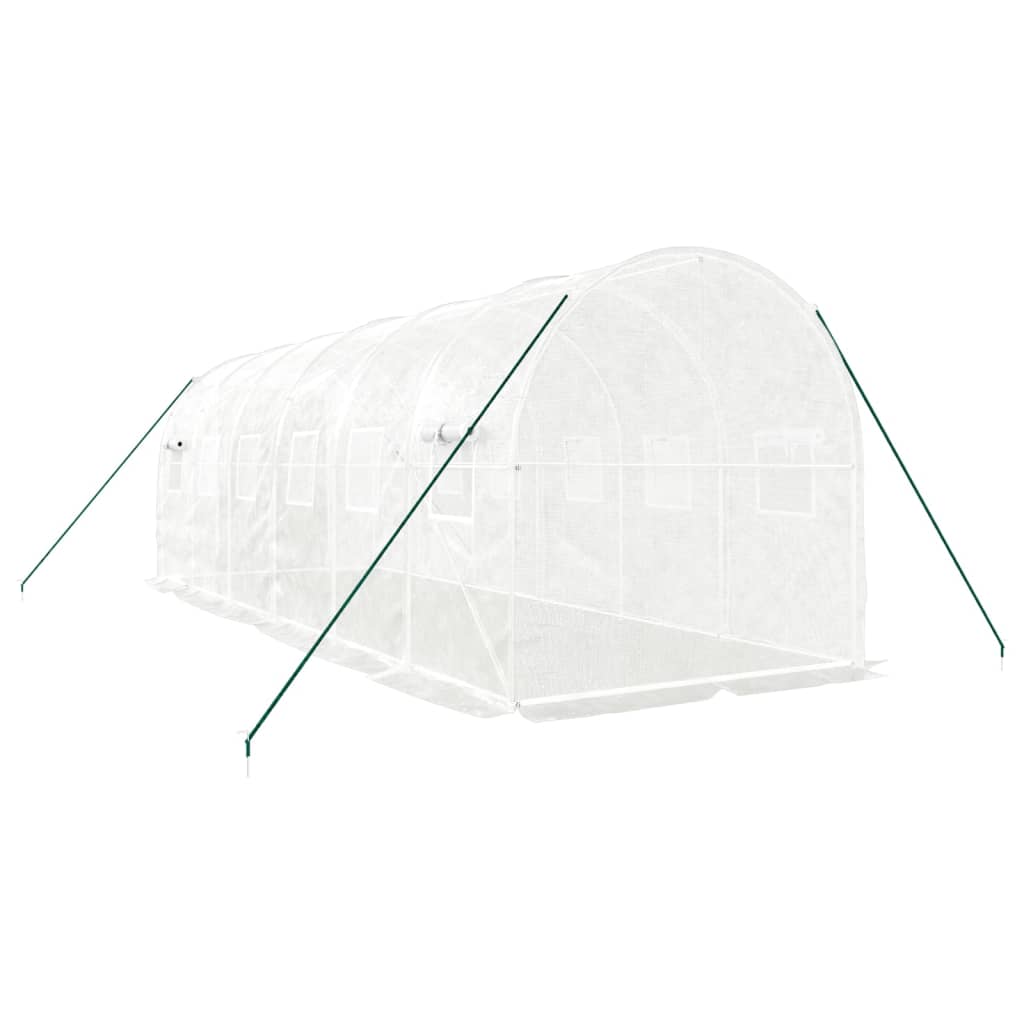 drivhus med stålstel 12 m² 6x2x2 m hvid