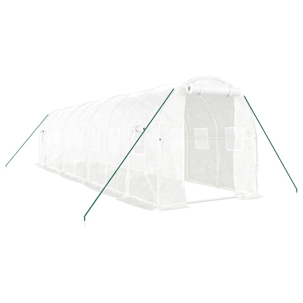 drivhus med stålstel 16 m² 8x2x2 m hvid