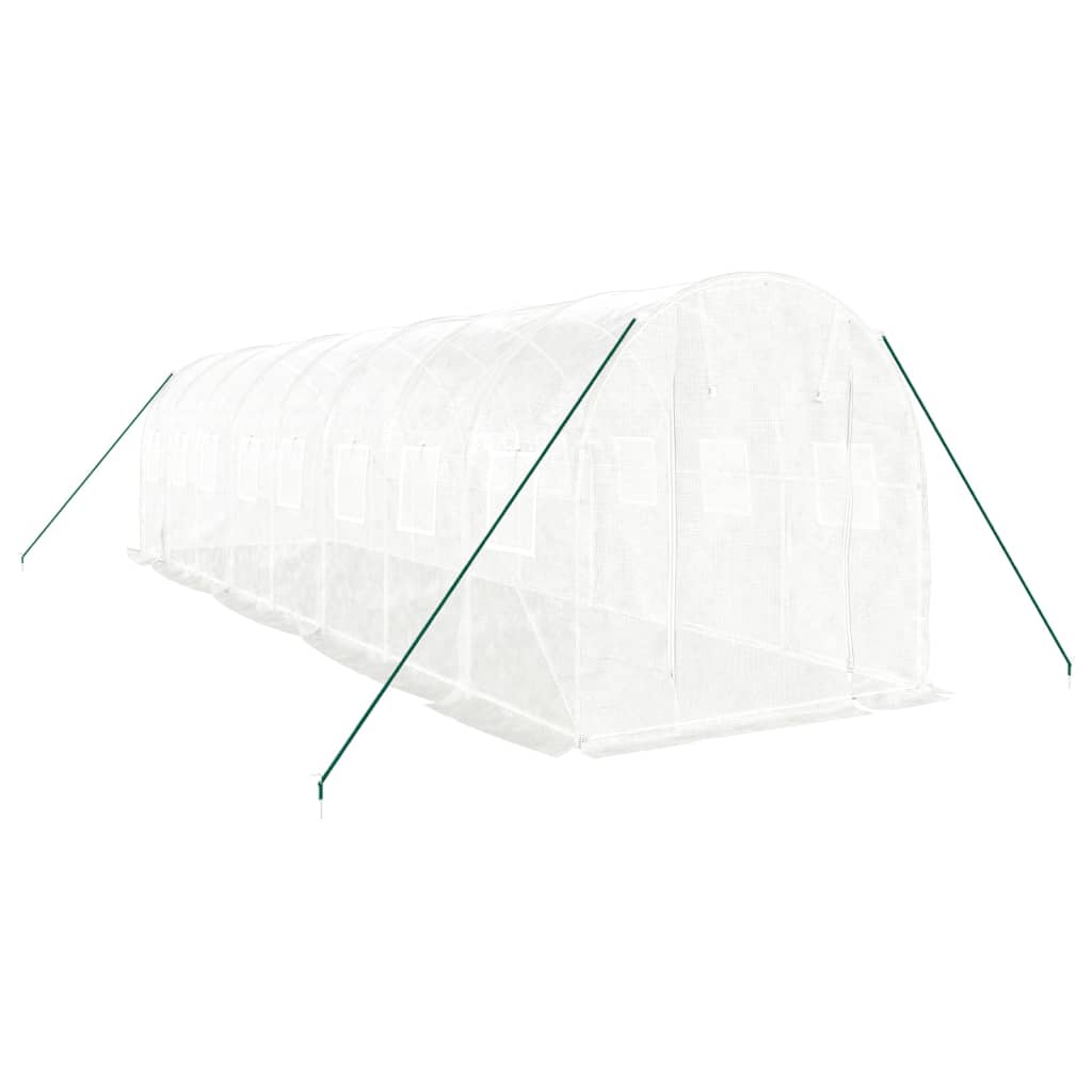 drivhus med stålstel 16 m² 8x2x2 m hvid