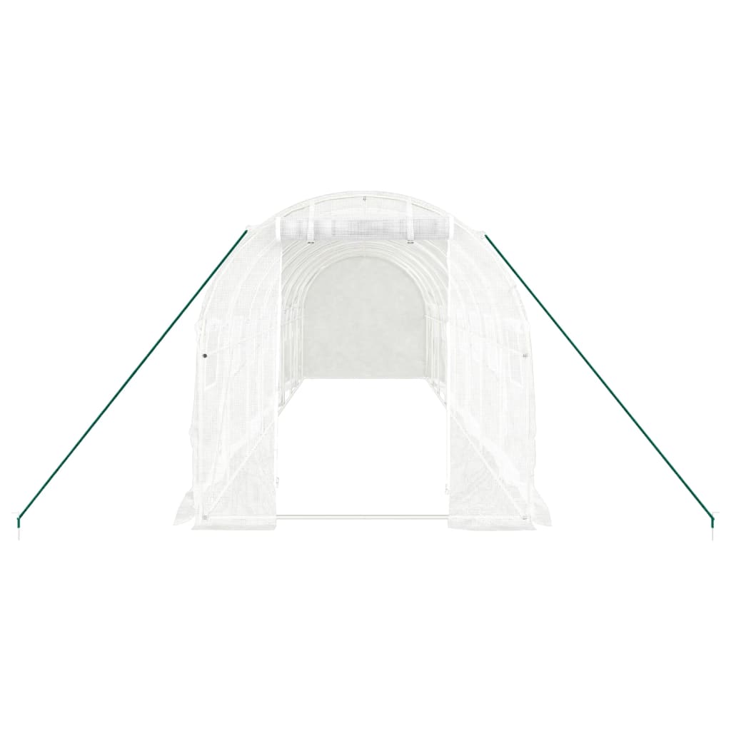 drivhus med stålstel 16 m² 8x2x2 m hvid