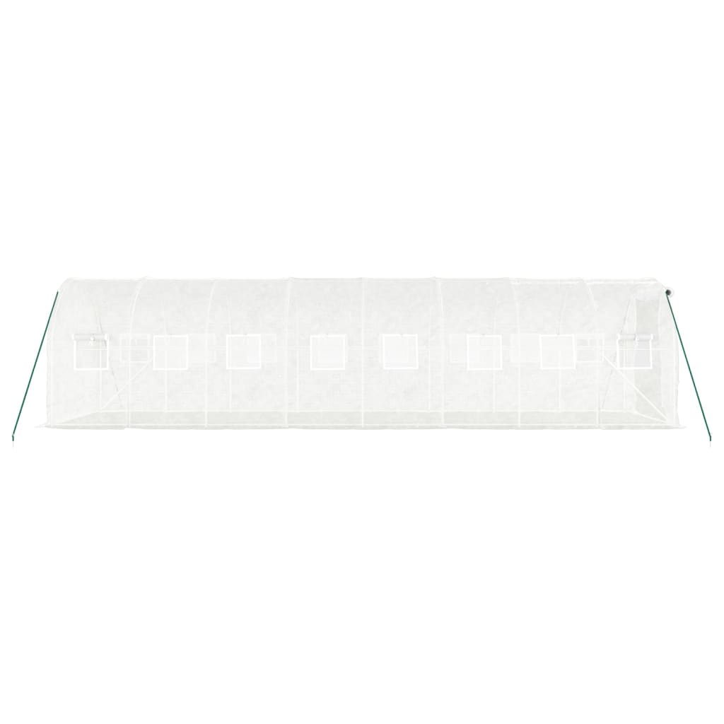 drivhus med stålstel 16 m² 8x2x2 m hvid