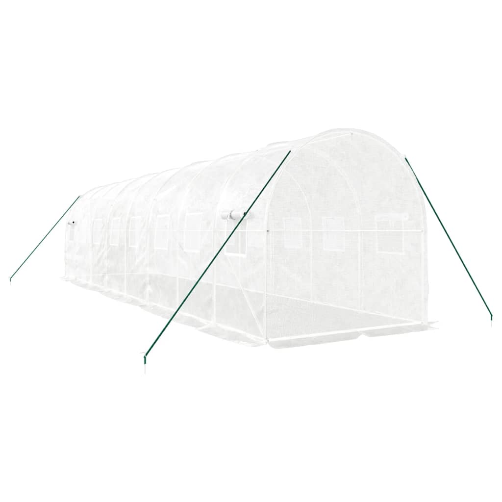 drivhus med stålstel 16 m² 8x2x2 m hvid