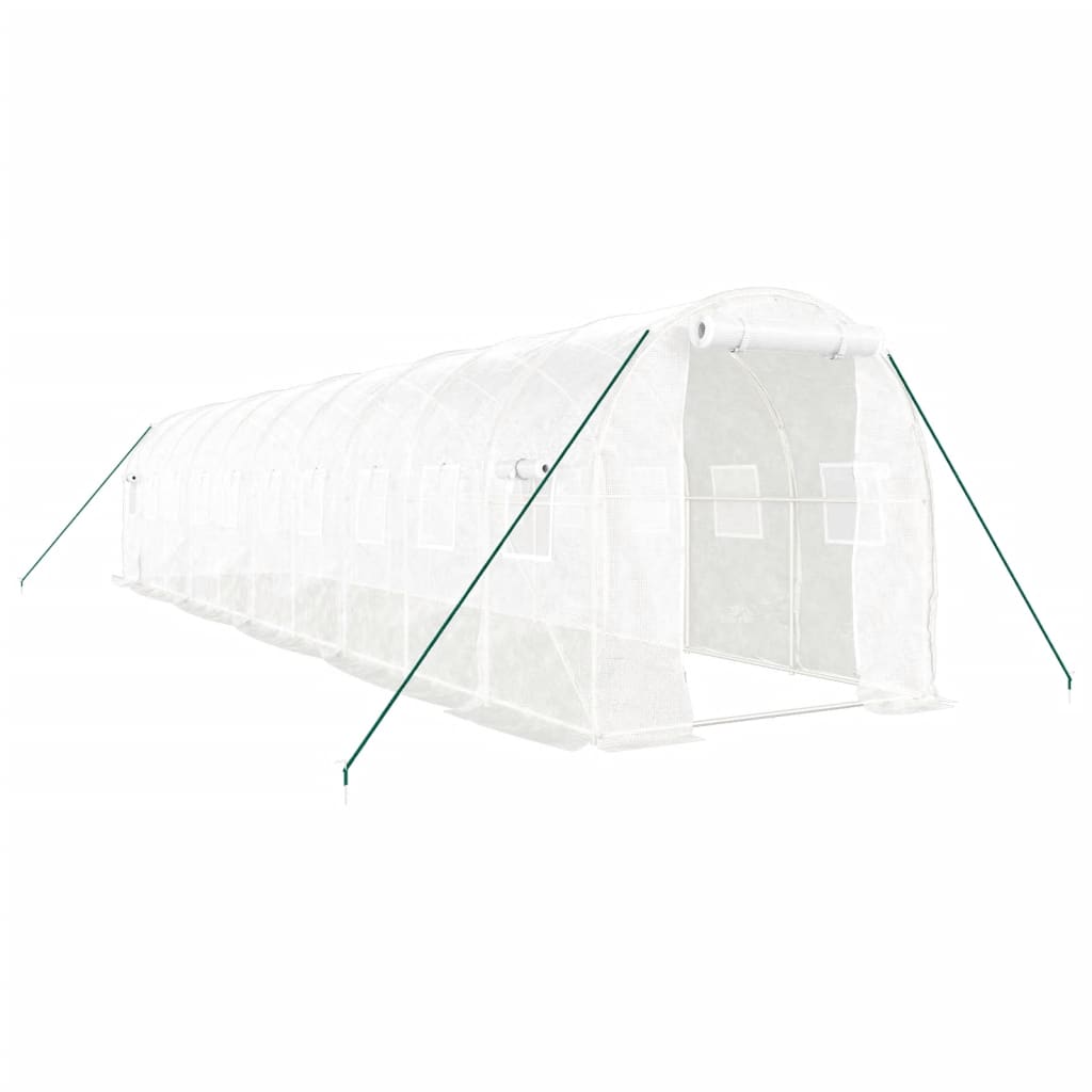 drivhus med stålstel 20 m² 10x2x2 m hvid