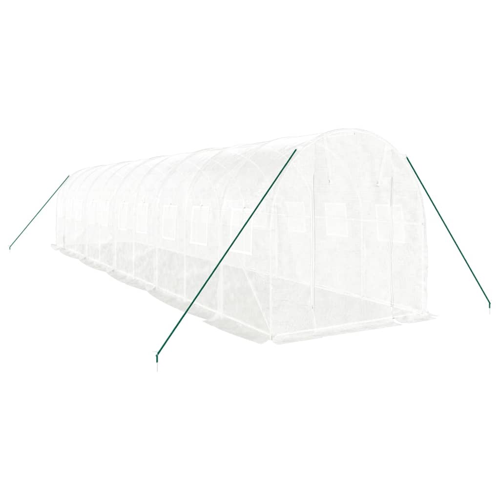 drivhus med stålstel 20 m² 10x2x2 m hvid