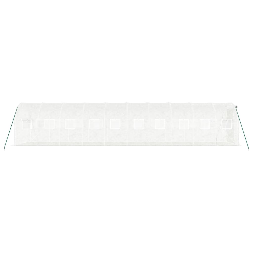 drivhus med stålstel 20 m² 10x2x2 m hvid