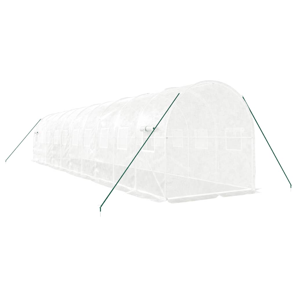 drivhus med stålstel 20 m² 10x2x2 m hvid