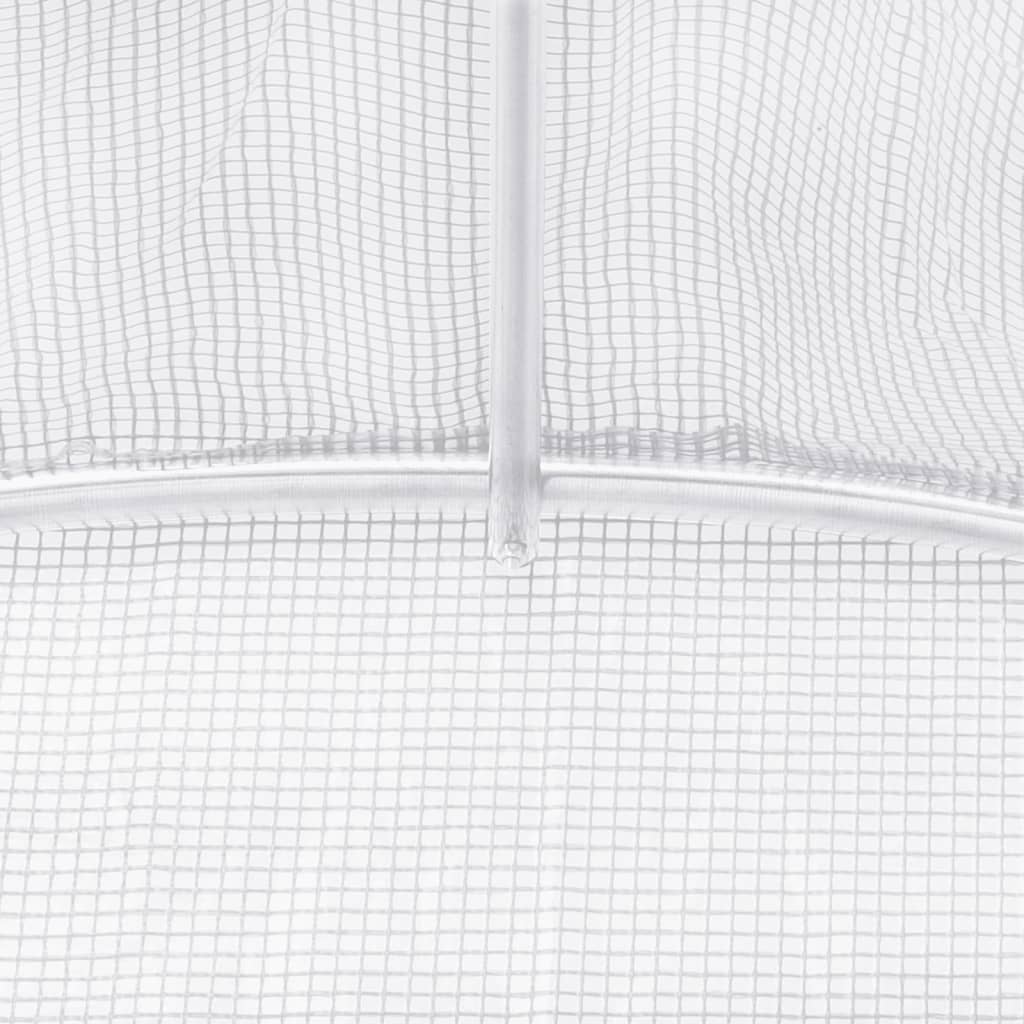 drivhus med stålstel 20 m² 10x2x2 m hvid