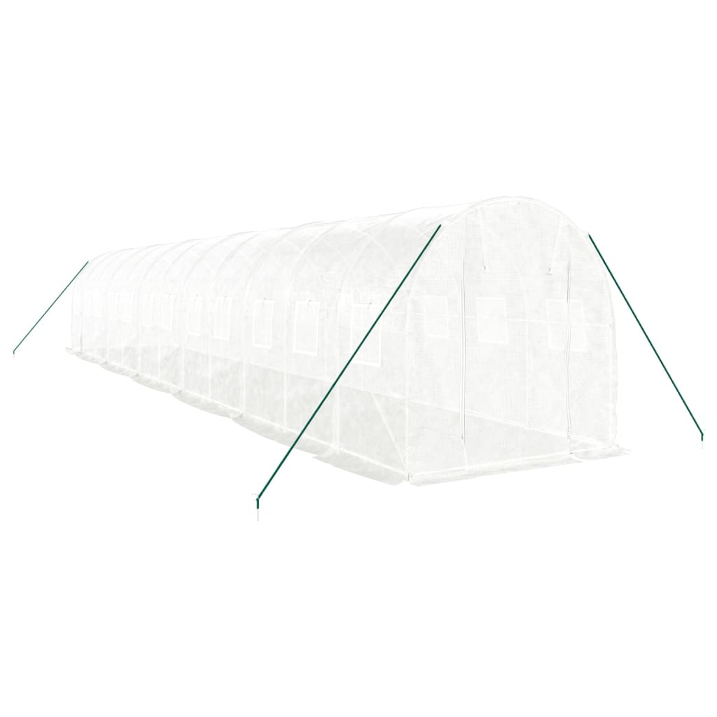 drivhus med stålstel 24 m² 12x2x2 m hvid
