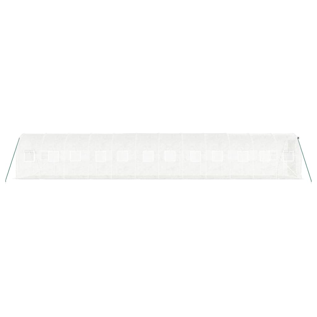 drivhus med stålstel 24 m² 12x2x2 m hvid