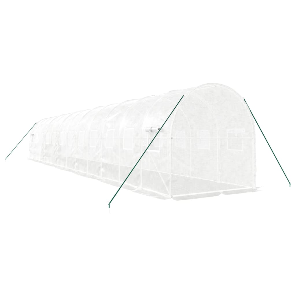 drivhus med stålstel 24 m² 12x2x2 m hvid