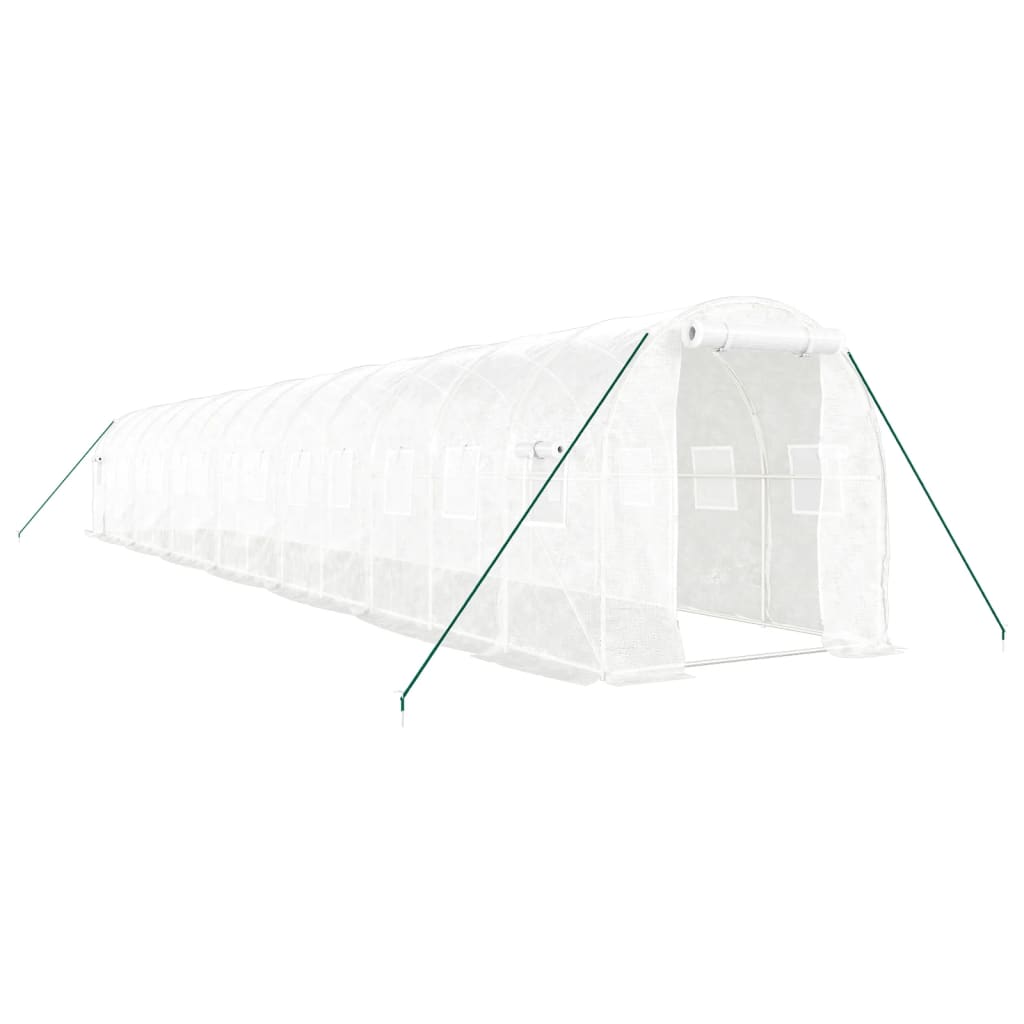 drivhus med stålstel 28 m² 14x2x2 m hvid