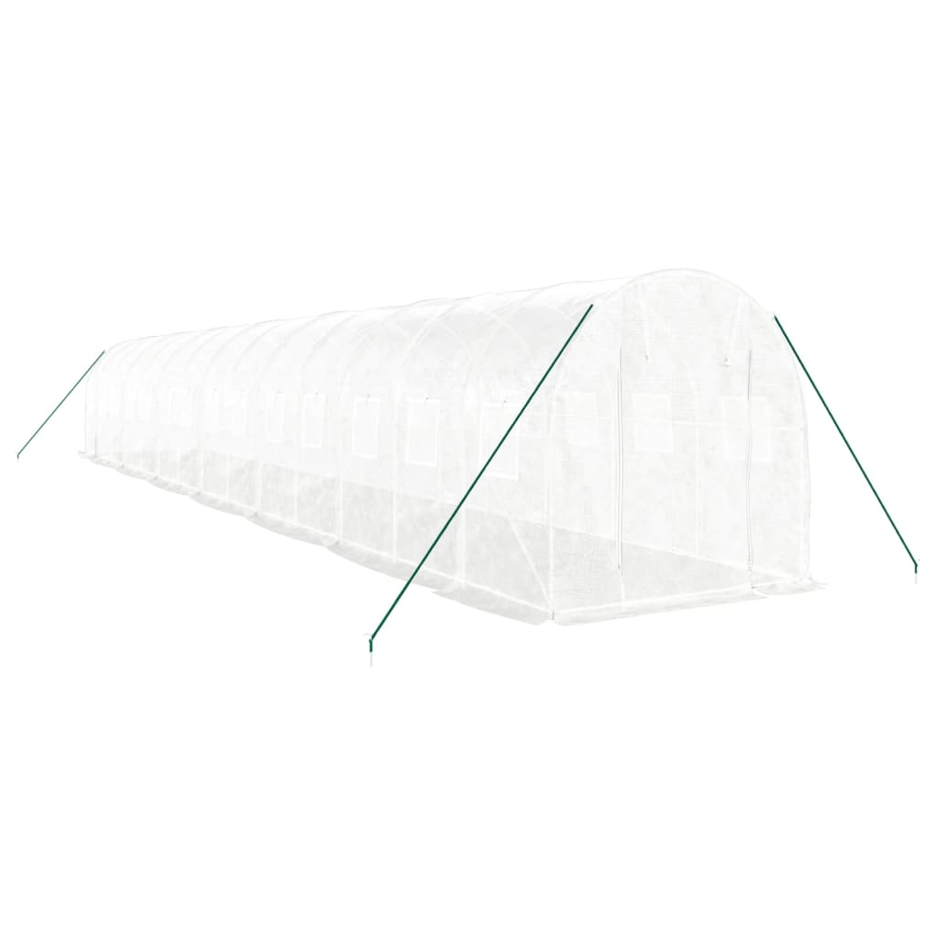 drivhus med stålstel 28 m² 14x2x2 m hvid